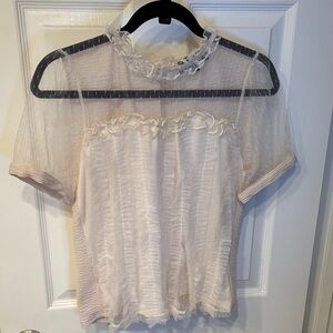 Alice Blue Sheer Ruffle Blouse in Cream